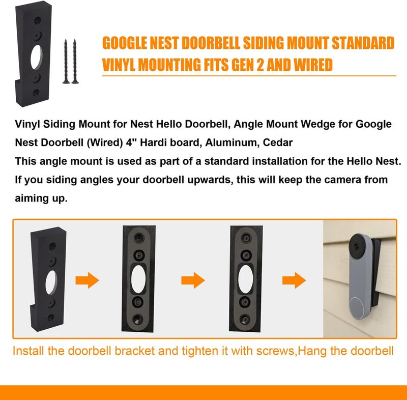 Haiouus Doorbell Vinyl Siding Mount Angle Adjustment Wedge, for Google Nest Doorbell Siding Mount Fits Gen 2 And Wired, Solve The Problem Of The Doorbell Facing up - Adjust The Right Angle - Image 2